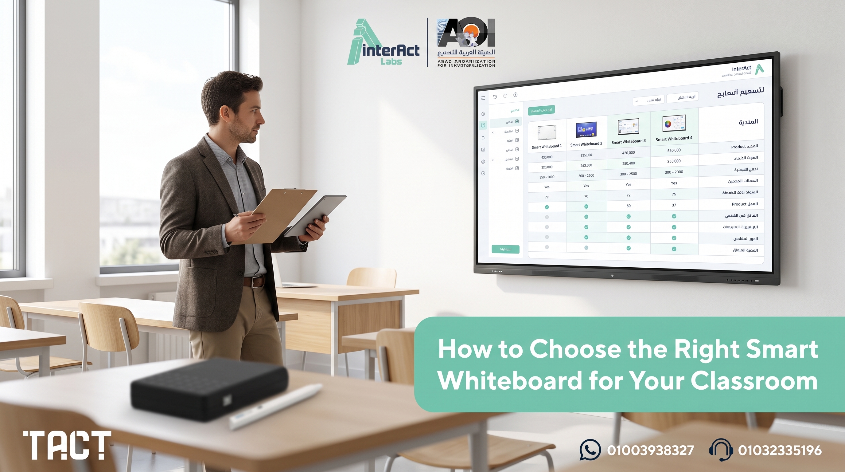 A teacher weighing smart whiteboard options for a classroom